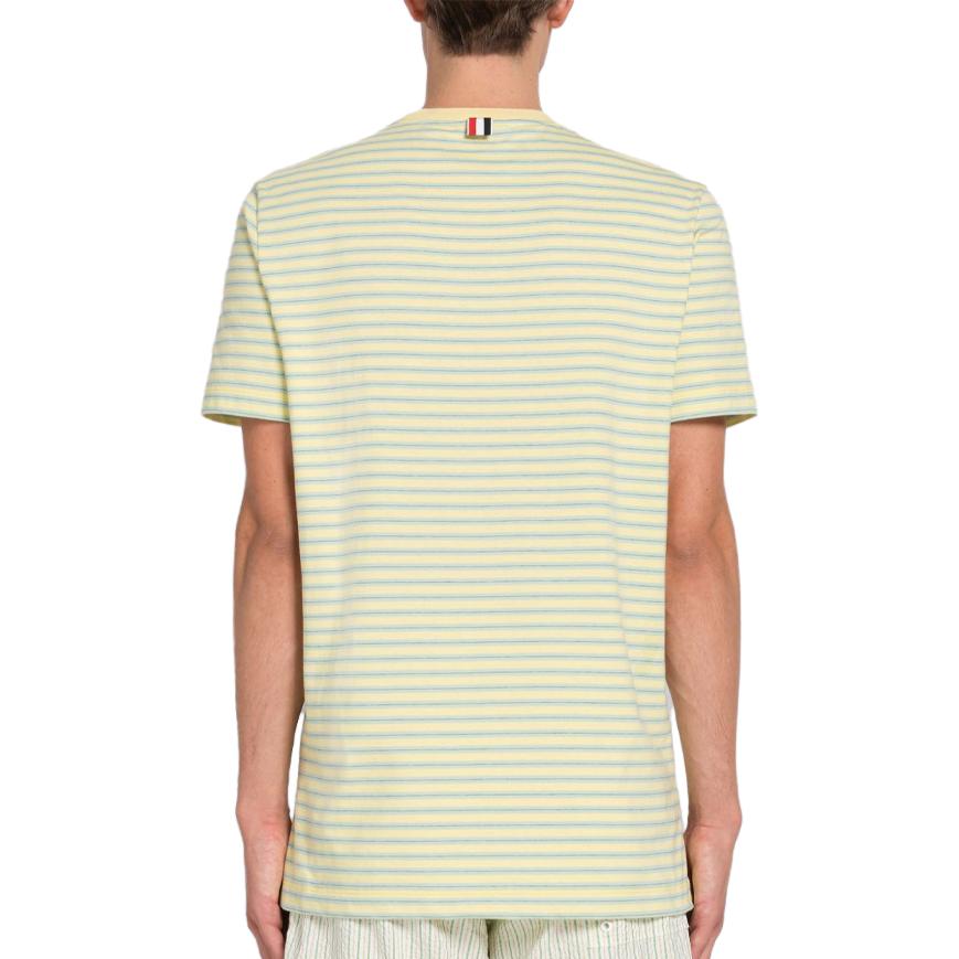Purchase Camiseta Thom Browne SS23 Amarilla Claro a Rayas Cuello Redondo Manga Corta MJS205A-J0053-308