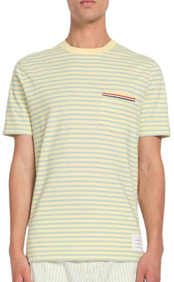 Camiseta Thom Browne SS23 Amarilla Claro a Rayas Cuello Redondo Manga Corta MJS205A-J0053-308 Details for Camiseta Thom Browne SS23 Amarilla Claro a Rayas Cuello Redondo Manga Corta MJS205A-J0053-308