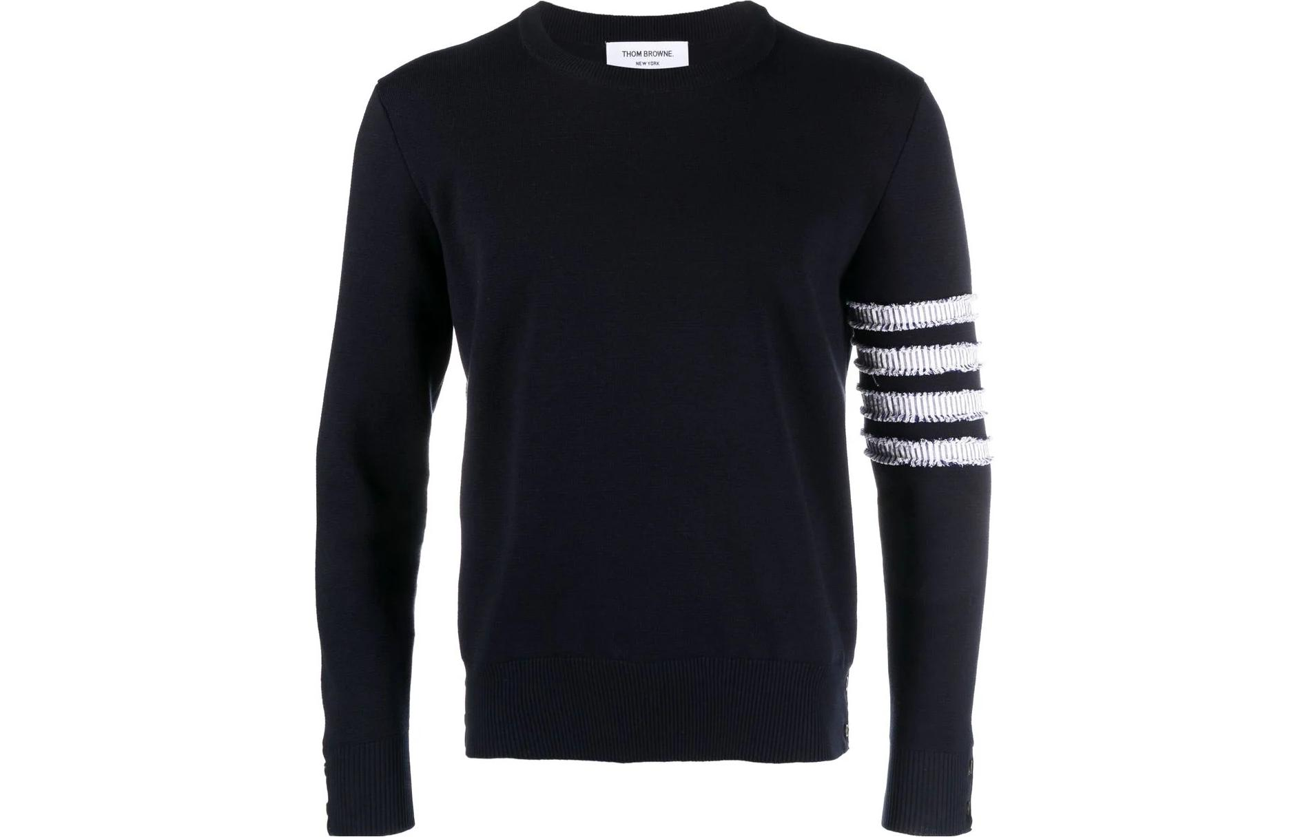 THOM BROWNE SS23  Striped Pullover Sweatshirt Navy Blue MKA462A-Y3006-415