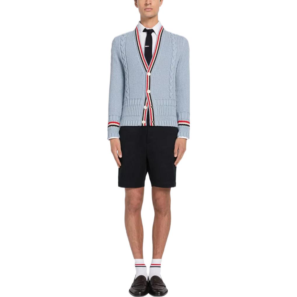 Lookbook THOM BROWNE SS23 条纹羊毛针织衫 浅蓝色 MKC454A-Y1024-480