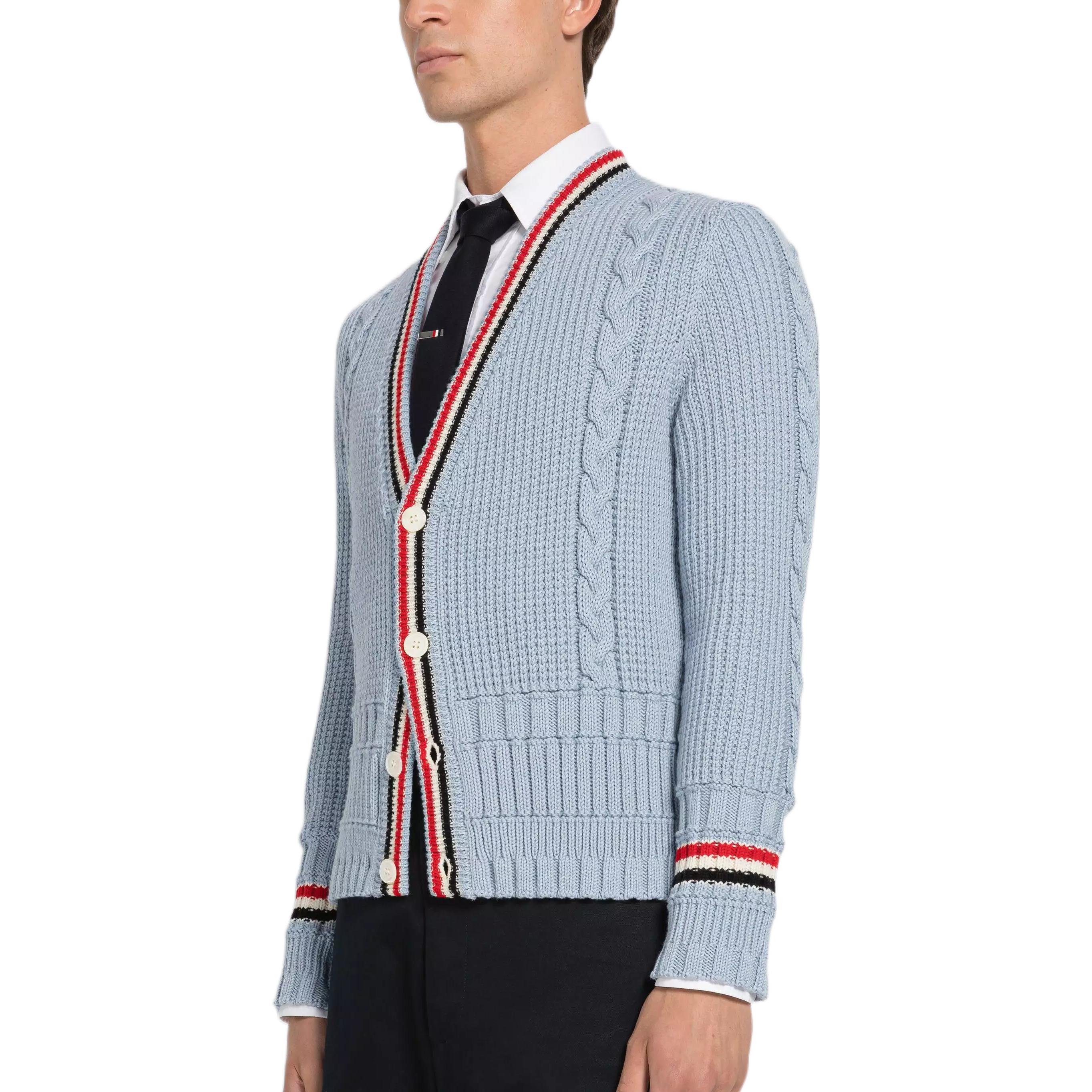 Purchase THOM BROWNE SS23 条纹羊毛针织衫 浅蓝色 MKC454A-Y1024-480