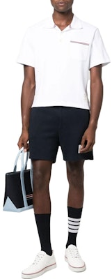 THOM BROWNE 2023春夏 白色半開襟短袖Polo衫 MJP171A-J0029-100 Lookbook THOM BROWNE 2023春夏 白色半開襟短袖Polo衫 MJP171A-J0029-100