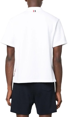 THOM BROWNE 2023春夏 白色半開襟短袖Polo衫 MJP171A-J0029-100 Shop THOM BROWNE 2023春夏 白色半開襟短袖Polo衫 MJP171A-J0029-100