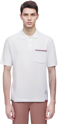 THOM BROWNE 2023春夏 白色半開襟短袖Polo衫 MJP171A-J0029-100 Details for THOM BROWNE 2023春夏 白色半開襟短袖Polo衫 MJP171A-J0029-100