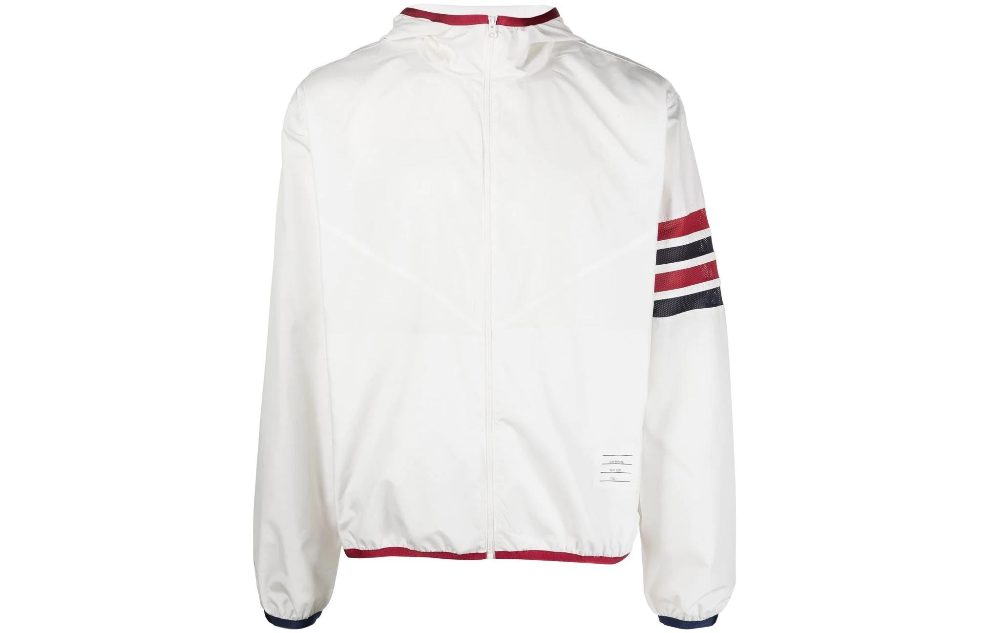 Order Thom Browne SS23  White Jacket with Stripe Detail MJT366A-F0197-100