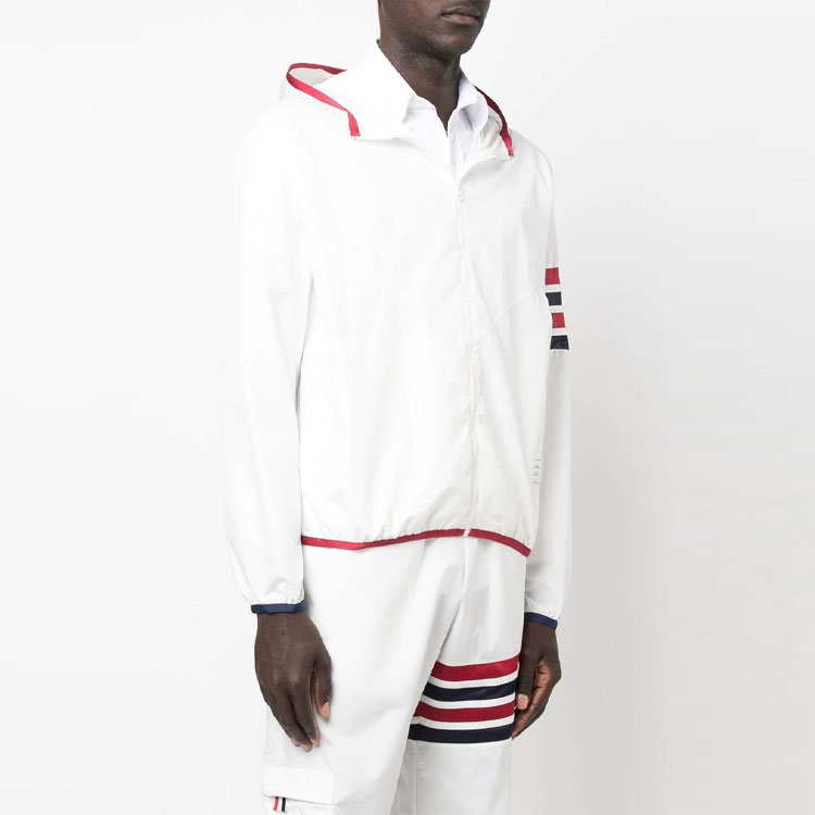 Purchase Thom Browne SS23  White Jacket with Stripe Detail MJT366A-F0197-100