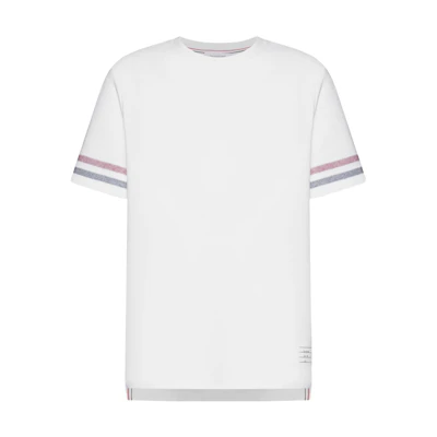 THOM BROWNE SS23 White Striped Crewneck T-Shirt MJS204A-J0046-100