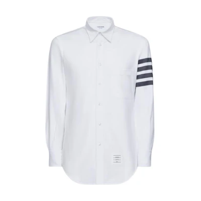 THOM BROWNE SS23 White Striped Print Button-Up Long Sleeve Shirt. MWL001A-00245-415