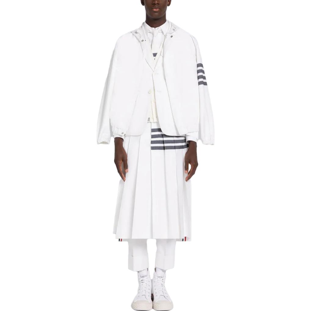 Purchase THOM BROWNE SS23 白色條紋印花長袖襯衫。 MWL001A-00245-415