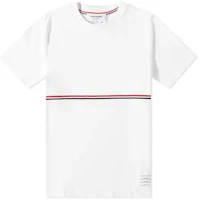 Thom Browne SS23 White Striped Slim-Fit Short-Sleeve T-Shirt. MJS221A-J0058-100 Thom Browne SS23 White Striped Slim-Fit Short-Sleeve T-Shirt. MJS221A-J0058-100