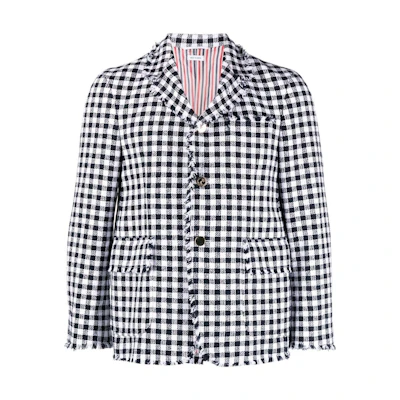 Thom Browne SS23 Black & White Check Tweed Jacket Men MJU558T-F0275-415