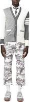 Lookbook THOM BROWNE SS23 Classic 4-Stripe Colorblock Knit Cardigan Men’s Grey Sweater MKC002F-Y1014-982