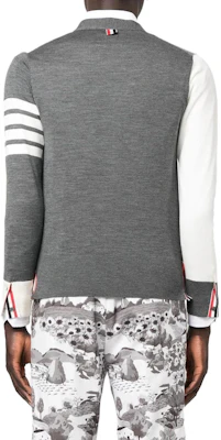 THOM BROWNE SS23 經典4條紋拼色針織開衫 男士灰色毛衣 MKC002F-Y1014-982 Shop THOM BROWNE SS23 經典4條紋拼色針織開衫 男士灰色毛衣 MKC002F-Y1014-982