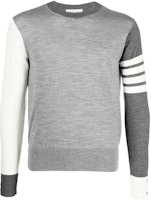 Thom Browne SS23 Contrast Panel Crewneck Pullover Sweater Men Grey MKA002FY1014982 Thom Browne SS23 Contrast Panel Crewneck Pullover Sweater Men Grey MKA002FY1014982