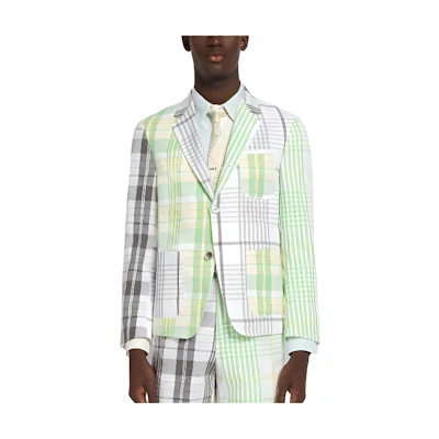 Thom Browne SS23 Floral Checkered Notch Lapel Single-Breasted Blazer Jacket MJC010F-F0172-035