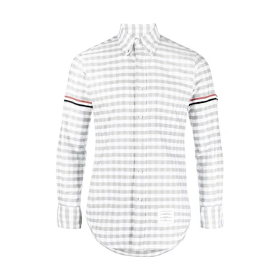 Thom Browne SS23 Four-Bar Check Single-Breasted Long-Sleeve Shirt Grey . MWL150E-04569-035