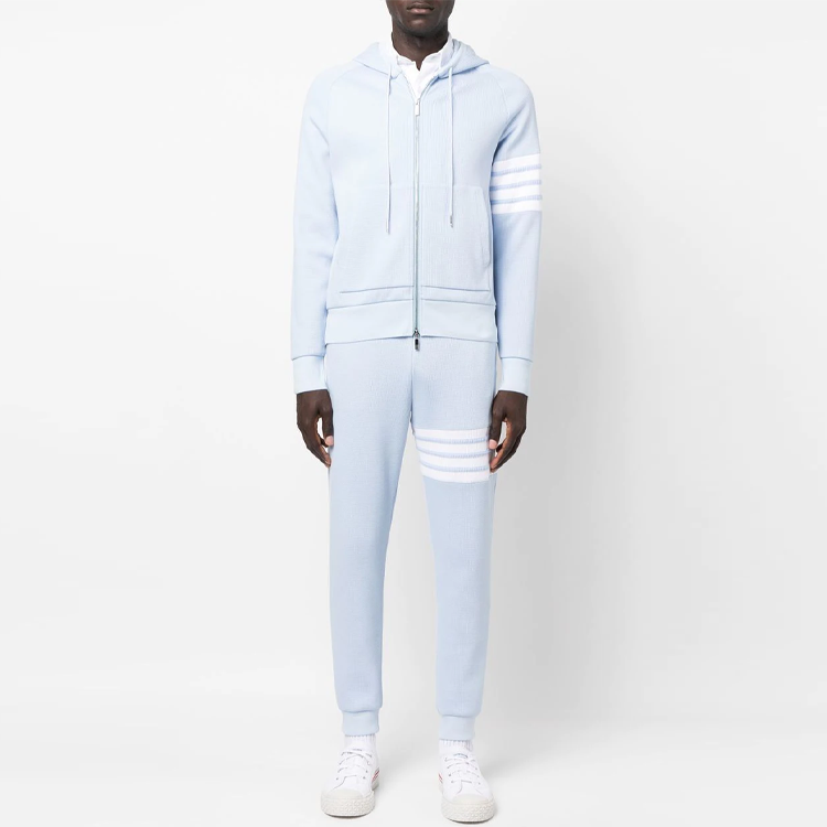 Shop Thom Browne SS23 Pantalones Deportivos Waffle 4-Barras Azul Claro Otoño MJQ082A-06452-480