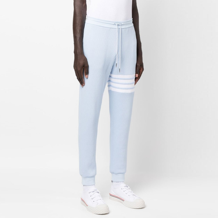 Purchase Thom Browne SS23 Pantalones Deportivos Waffle 4-Barras Azul Claro Otoño MJQ082A-06452-480