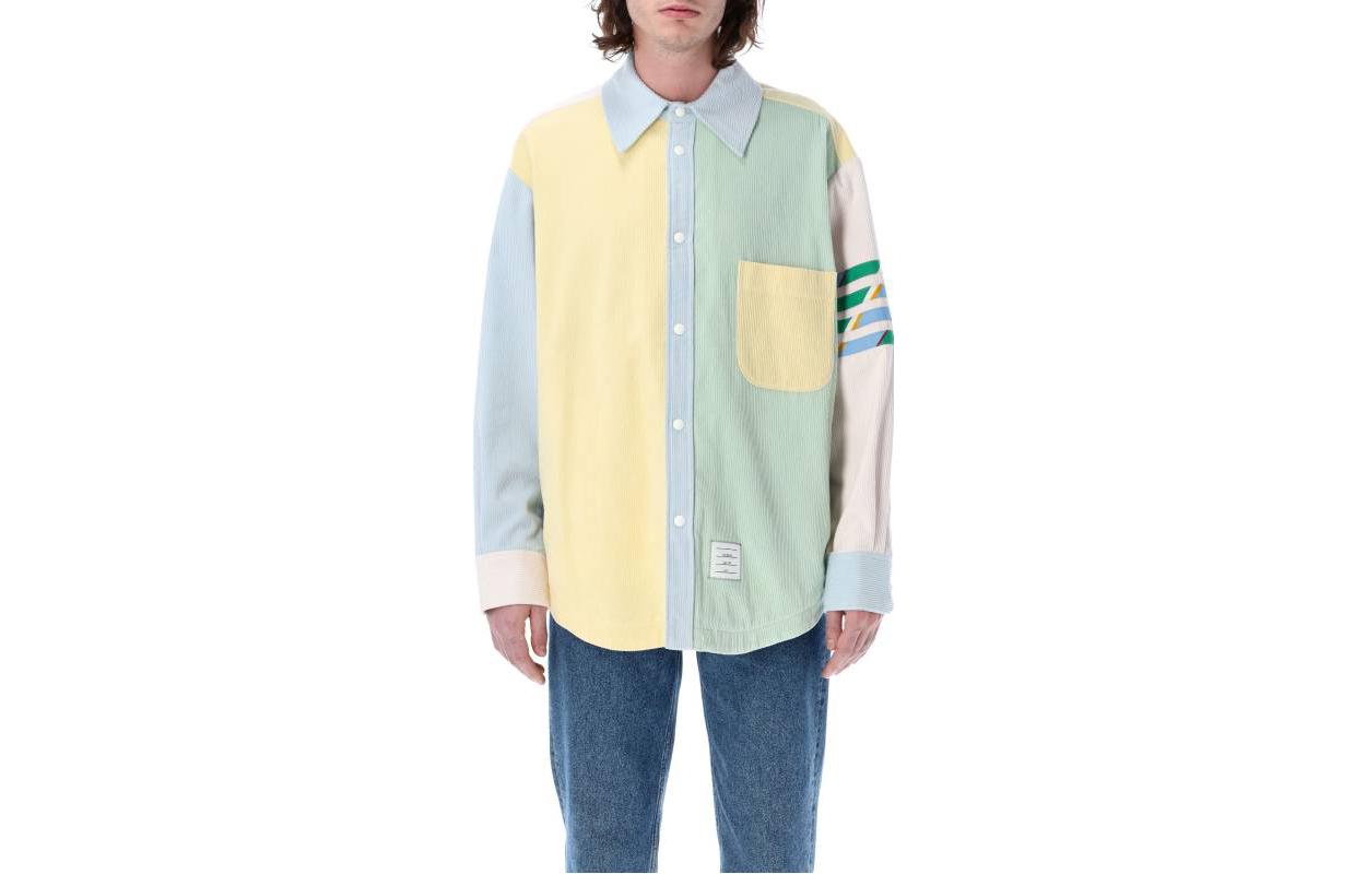 Thom Browne SS23 Green Patchwork Button-Up Jacket for Men MJO172F-FO220-330
