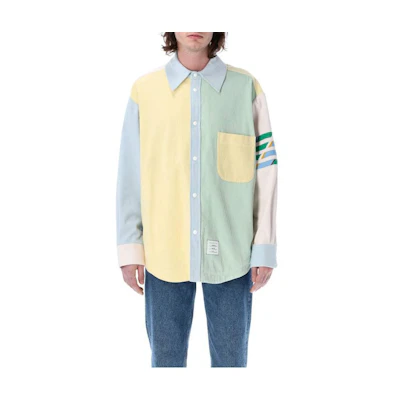 Thom Browne SS23 Green Patchwork Button-Up Jacket for Men MJO172F-FO220-330