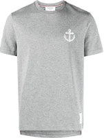 Thom Browne SS23 Grey Embroidered Crewneck T-Shirt Summer Tee in Gray. MJS214E-J0058-055 Thom Browne SS23 Grey Embroidered Crewneck T-Shirt Summer Tee in Gray. MJS214E-J0058-055
