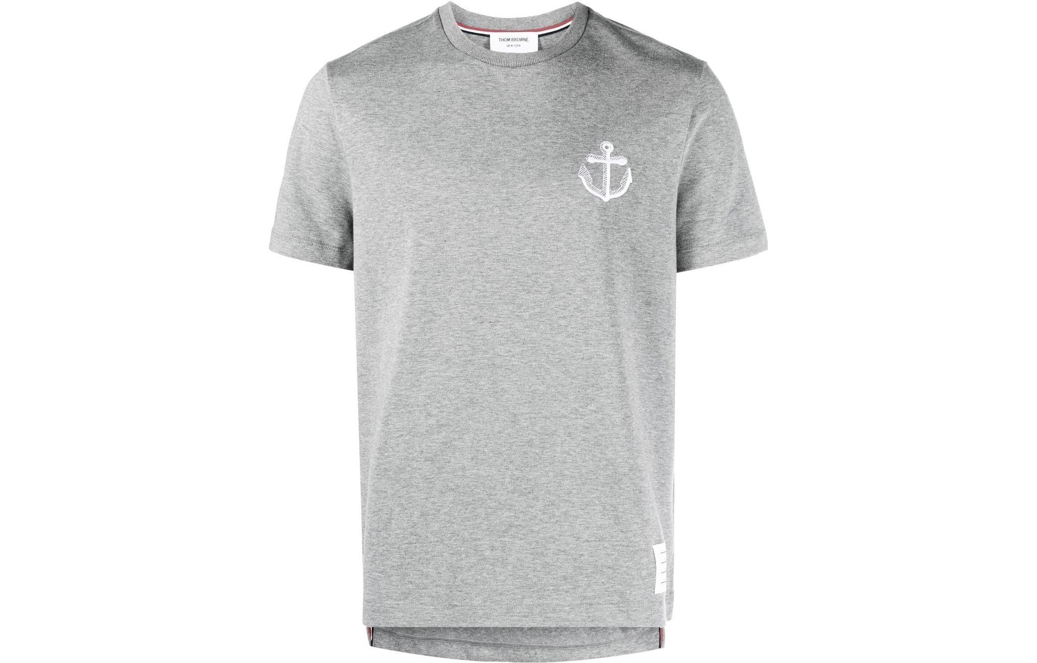 Thom Browne SS23 Grey Embroidered Crewneck T-Shirt Summer  Tee in Gray. MJS214E-J0058-055 圖 2