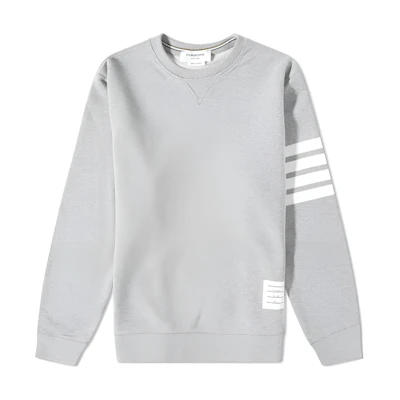Thom Browne SS23 Grey Pullover Crewneck Sweatshirt with Stripe Print MJT02-1H005-350-683
