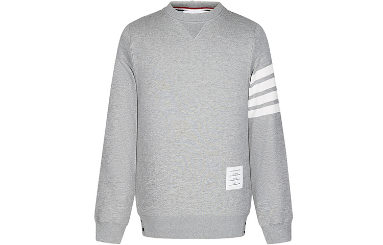 Thom Browne SS23 Heather Grey Classic Four-Bar Crewneck Pullover Sweatshirt MJT021H-00535-068