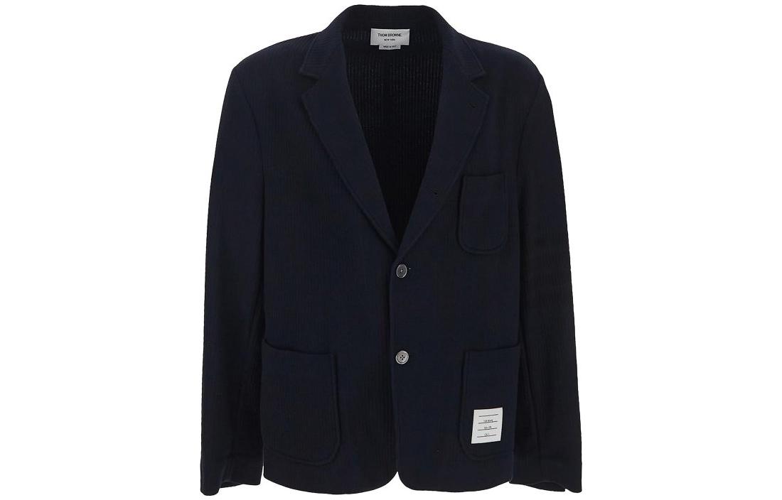 Thom Browne SS23 Navy Striped Collar Long Sleeve Casual Jacket MJT369A-J0063-415