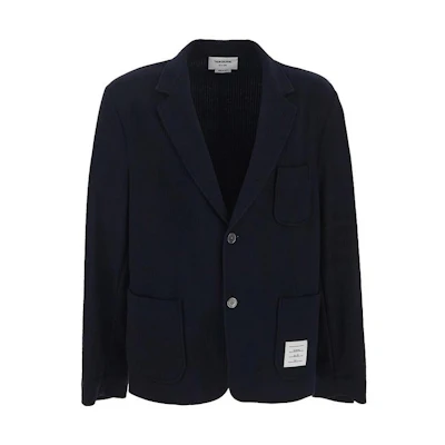 Thom Browne SS23 Navy Striped Collar Long Sleeve Casual Jacket MJT369A-J0063-415