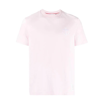 THOM BROWNE SS23 Pink Crewneck Embroidered Graphic T-Shirt. MJS214E-J0058-680