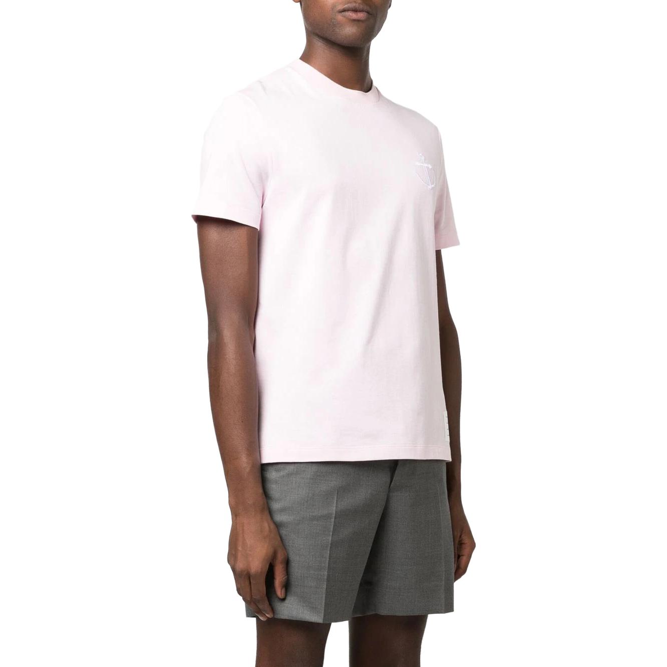 Purchase THOM BROWNE SS23 Pink Crewneck Embroidered Graphic  T-Shirt. MJS214E-J0058-680