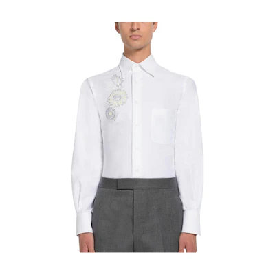 THOM BROWNE SS23 Plaid Floral Applique Shirt Men Multicolor MWL001E-E0322-996