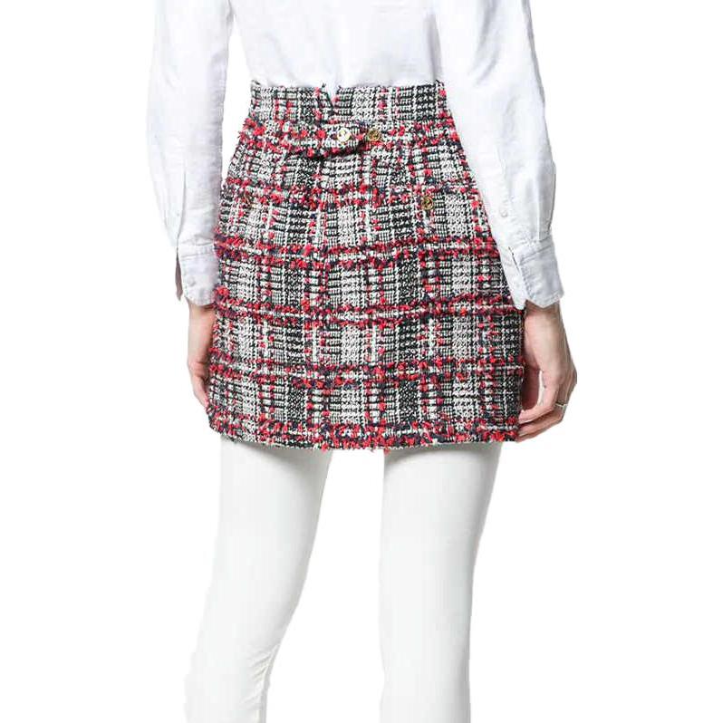Shop THOM BROWNE SS23 Plaid High-Waisted Colorblock Mini Skirt FGC595A-05492-960
