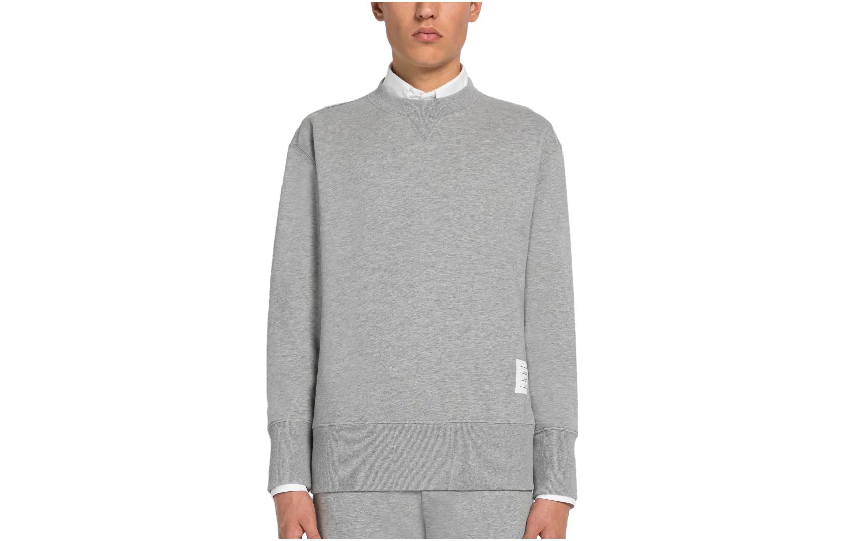 Thom Browne SS23 Solid Color Crewneck Long Sleeve Sweatshirt Grey MJT315A-07339-035