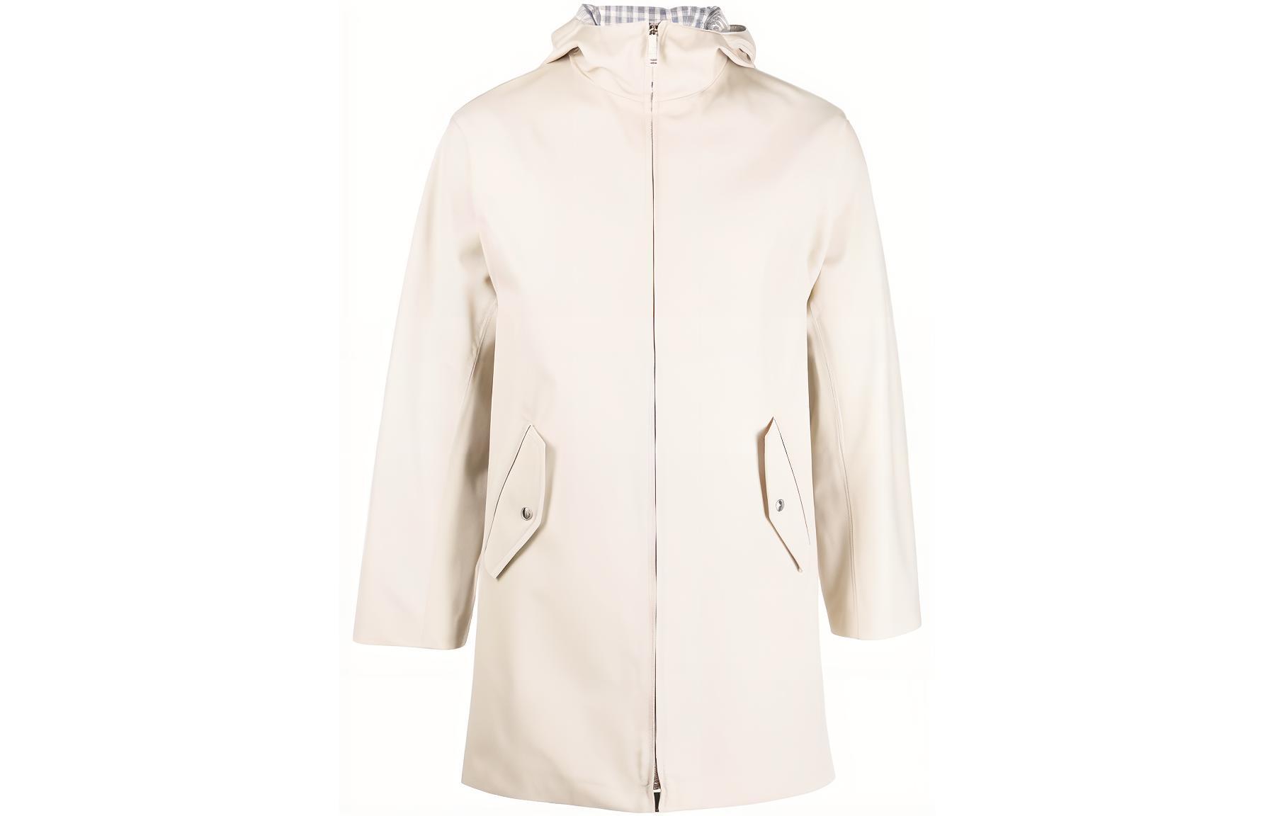 Thom Browne SS23 Solid Color Hooded Zip Coat Beige MOT082A-06111-250