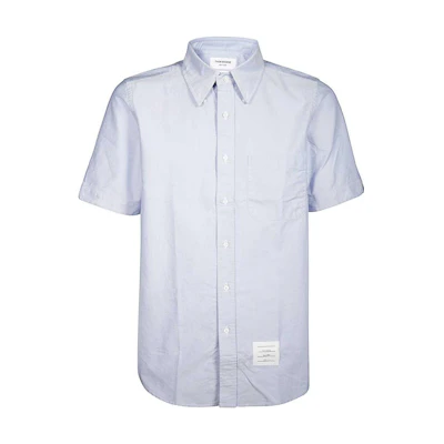 THOM BROWNE SS23 Solid Color Short-Sleeve Casual Shirt Blue Men’s MWS239E-00139-480