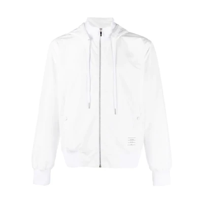 Thom Browne SS23 Solid White Zip-Up Hoodie Jacket MJT373A-F0197-100