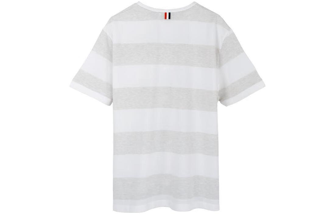 THOM BROWNE SS23 Stripe Pocket Crewneck White T-Shirt  Fashion. MJS201A-J0049 圖 3