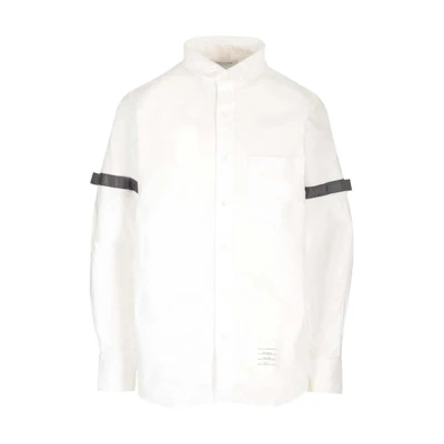 Thom Browne SS23 Striped Armband Straight Collar Long Sleeve Shirt White Men’s. MWL393O-F0313-100