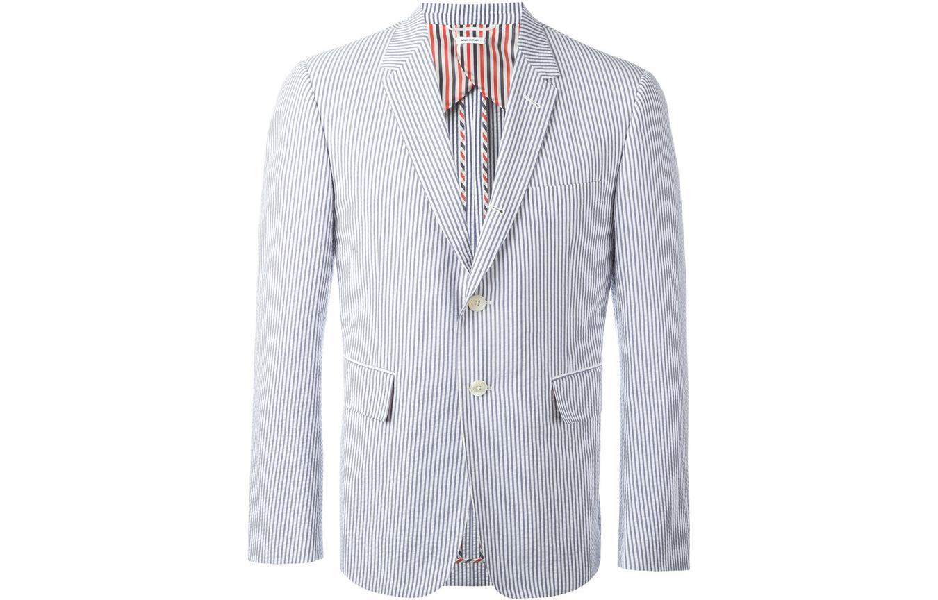 Thom Browne SS23 Striped Classic Blazer Navy Blue Men’s Jacket MJC001H-00572-415