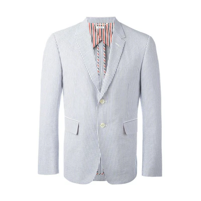 Thom Browne SS23 Striped Classic Blazer Navy Blue Men’s Jacket MJC001H-00572-415