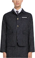 Thom Browne SS23 Striped Collar Button-Up Long Sleeve Jacket Navy MJU523A-F0036-415 Thom Browne SS23 Striped Collar Button-Up Long Sleeve Jacket Navy MJU523A-F0036-415