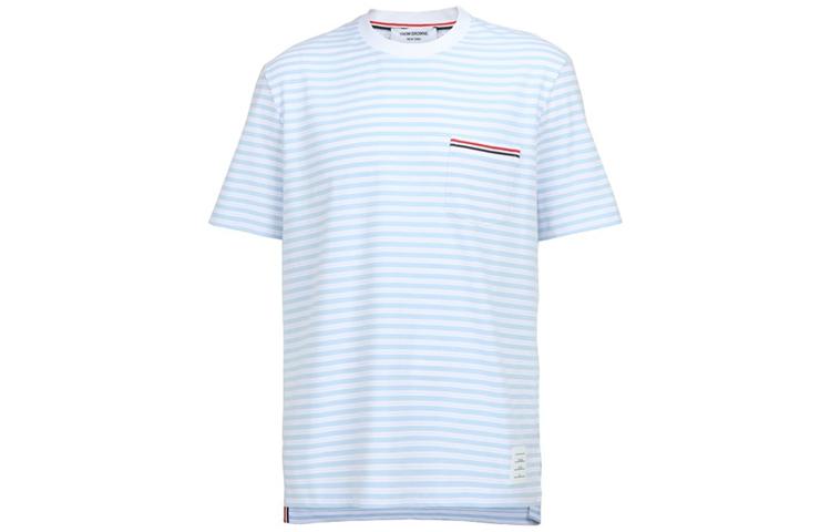 Order 톰 브라운 SS23 스트라이프 크루넥 반팔 티셔츠 화이트/블루 티 MJS205A-J0053-452