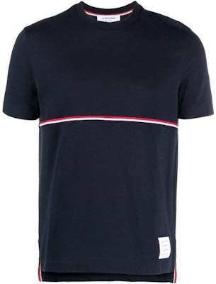 톰브라운 SS23 스트라이프 크루넥 슬림 핏 반팔 티셔츠 네이비 썸머 티셔츠 MJS221A-J0058-415 Order 톰브라운 SS23 스트라이프 크루넥 슬림 핏 반팔 티셔츠 네이비 썸머 티셔츠 MJS221A-J0058-415