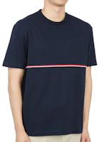 Cheap THOM BROWNE SS23 條紋修身短袖T恤 海軍藍 夏季上衣 MJS221A-J0058-415
