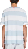 Shop THOM BROWNE SS23 男款藍色條紋細節短袖圓領T恤 MJS201A-J0049-452