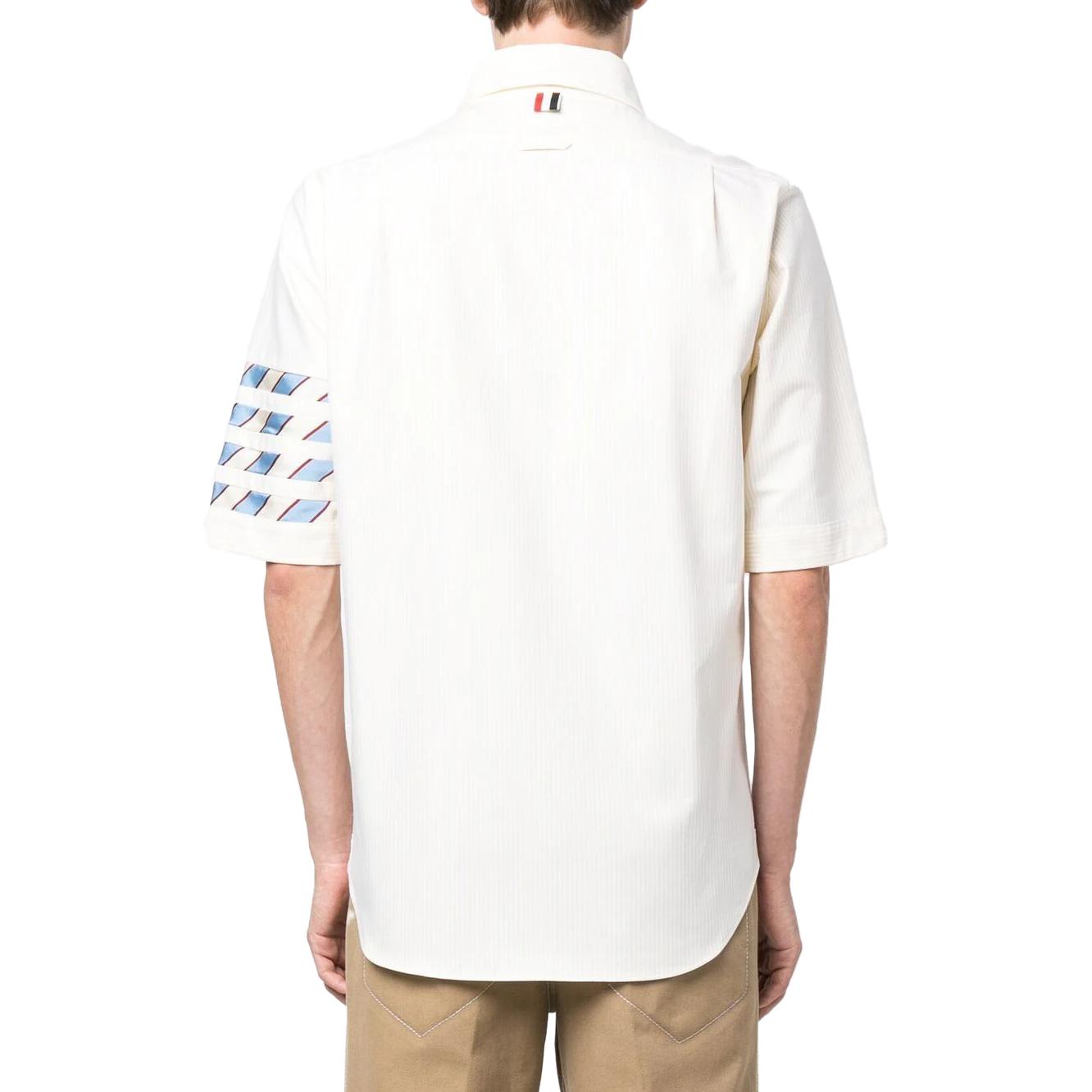 THOM BROWNE SS23 Striped Single-Breasted Shirt Beige  Summer Back-to-School MWS256A-00098-740 圖 3