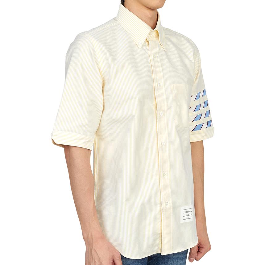THOM BROWNE SS23 Striped Single-Breasted Shirt Beige  Summer Back-to-School MWS256A-00098-740 圖 8