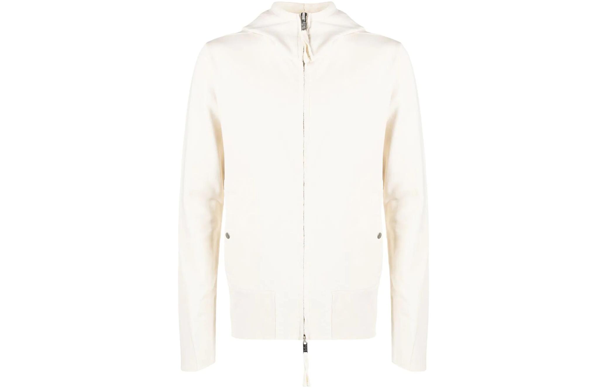 Thom Browne SS23 White Zip-Up Hoodie for Men - Solid Color Long Sleeve MSJ58101